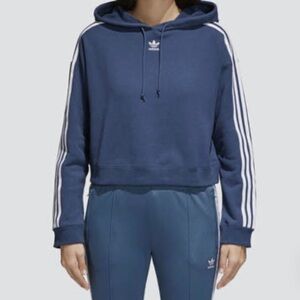 Blue cropped adidas hoodie